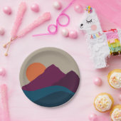 Abstrakter Herbst Herbstgebirge Landschaft Sonnenu Pappteller (Party)