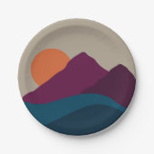 Abstrakter Herbst Herbstgebirge Landschaft Sonnenu Pappteller (Vorderseite)