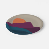 Abstrakter Herbst Herbstgebirge Landschaft Sonnenu Pappteller (Schrägansicht)