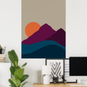 Abstrakter Herbst Herbstgebirge Landschaft Sonnenu Poster (Heimbüro)