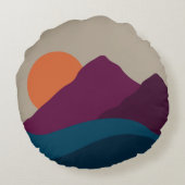 Abstrakter Herbst Herbstgebirge Landschaft Sonnenu Rundes Kissen (Rückseite)