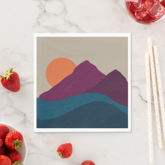 Abstrakter Herbst Herbstgebirge Landschaft Sonnenu Serviette (Beispiel)