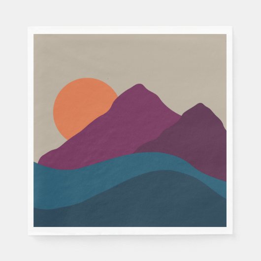 Abstrakter Herbst Herbstgebirge Landschaft Sonnenu Serviette (Vorderseite)