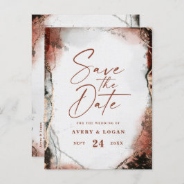 Abstrakter Herbst Orange Wedding Save the Date Ankündigungspostkarte
