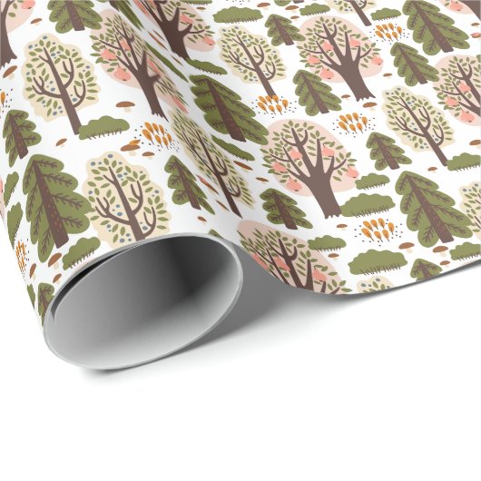 Abstrakter Herbstwald Nahtloses Muster Geschenkpapier (Rolleneckpunkt)