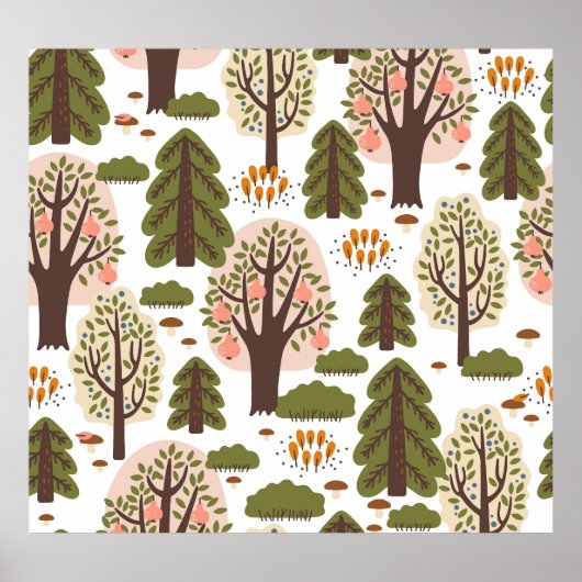 Abstrakter Herbstwald Nahtloses Muster Poster (Vorne)
