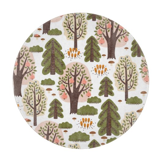 Abstrakter Herbstwald Nahtloses Muster Schneidebrett (Vorderseite)