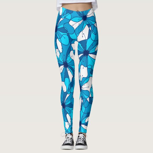 Abstrakter Hibiskus Leggings (Vorderseite)