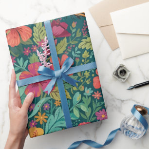 Abstrakter Hibiskus-Schmetterlingsgarten-Geschenkp Geschenkpapier