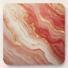 Abstrakter Hintergrund aus goldenem Marmor mit rot Getränkeuntersetzer