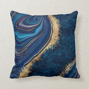 abstrakter Hintergrund blau Marmor Achat Granit Mo Kissen