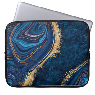 abstrakter Hintergrund blau Marmor Achat Granit Mo Laptopschutzhülle
