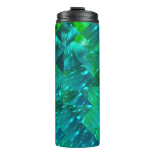 abstrakter Hintergrund. blaue und grüne Mosaikhütt Thermosbecher