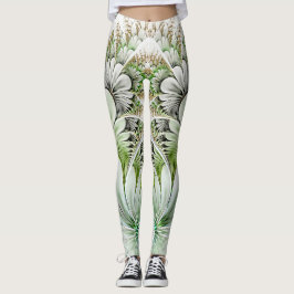 Abstrakter Hintergrund der weißen Blüte Leggings
