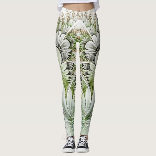 Abstrakter Hintergrund der weißen Blüte Leggings (Vorderseite)