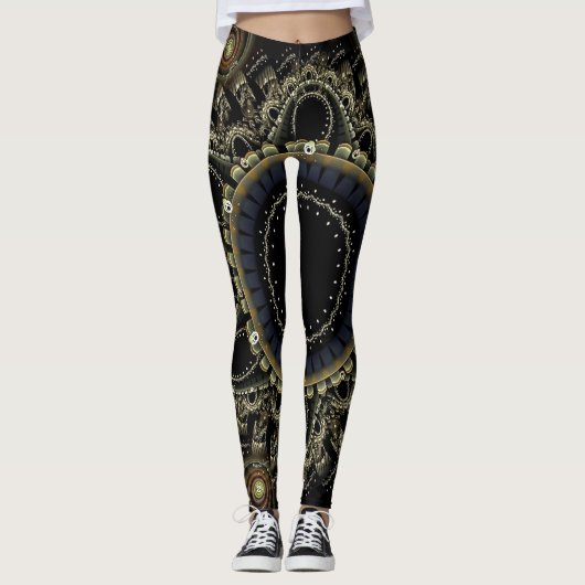 Abstrakter Hintergrund des Ring-Fraktals Leggings (Vorderseite)