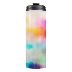Abstrakter Hintergrund einer farbenfrohen Vintage- Thermosbecher