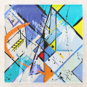 Abstrakter Hintergrund, geometrische Linien, Sprit Glasuntersetzer