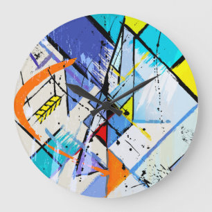 Abstrakter Hintergrund, geometrische Linien, Sprit Große Wanduhr