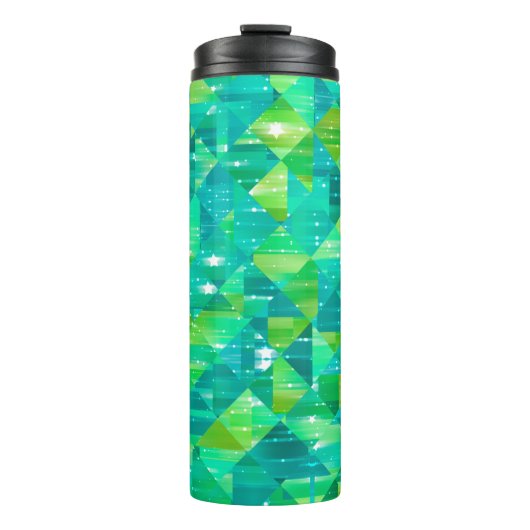 Abstrakter Hintergrund. grünes Mosaik Thermosbecher (Vorderseite)