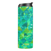 Abstrakter Hintergrund. grünes Mosaik Thermosbecher (Nach links gedreht)