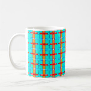 abstrakter Hintergrund   mehrfarbiges Gingham-Must Kaffeetasse