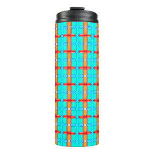 abstrakter Hintergrund mehrfarbiges Gingham-Must Thermosbecher