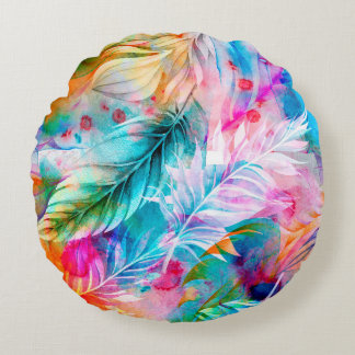 Abstrakter Hintergrund von Aquarellfärbungen und B Rundes Kissen