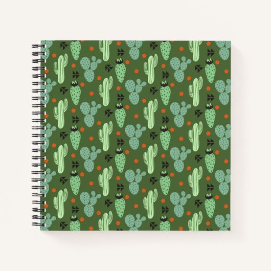 Abstrakter Hipster Cactus Desert Pattern Notizbuch (Vorderseite)