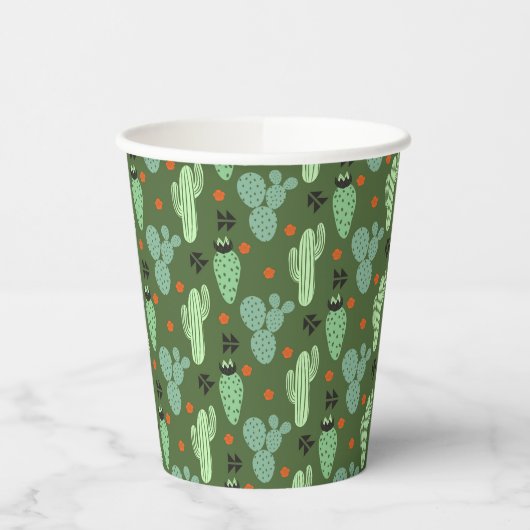Abstrakter Hipster Cactus Desert Pattern Pappbecher (Links)