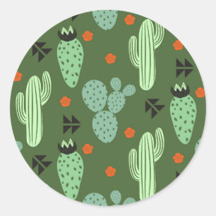 Abstrakter Hipster Cactus Desert Pattern Runder Aufkleber