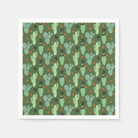 Abstrakter Hipster Cactus Desert Pattern Serviette (Vorderseite)