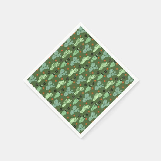 Abstrakter Hipster Cactus Desert Pattern Serviette (Ecke)