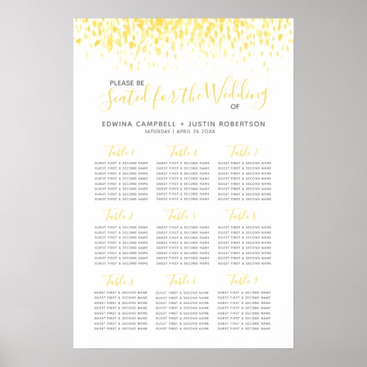 Abstrakter Hochzeitstil in Gelb Poster (Vorne)