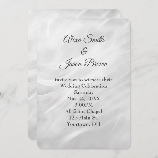 Abstrakter Hochzeitsweißmarmor Einladung (Vorne/Hinten)