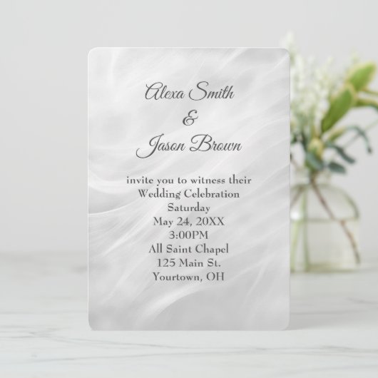 Abstrakter Hochzeitsweißmarmor Einladung (Stehend Vorderseite)