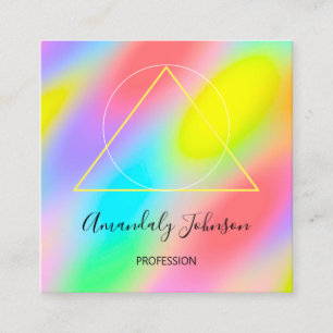 Abstrakter Holografischer Regenbogen Modern Square Quadratische Visitenkarte