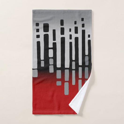 Abstrakter Horizont, rot, hellgrau, schwarz Badhandtuch Set (Handtuch)