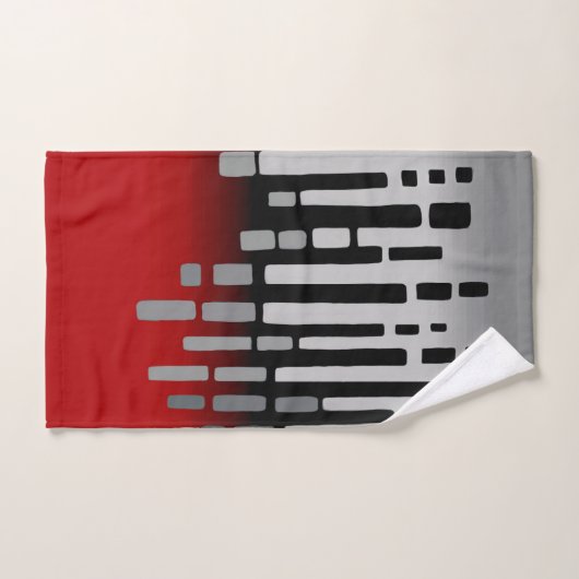 Abstrakter Horizont, rot, hellgrau, schwarz Badhandtuch Set (Handtuch)