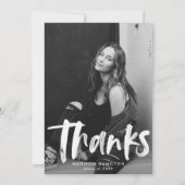 Abstrakter Hot Pink Pinselstriche Foto Abschluss Dankeskarte (Vorderseite)