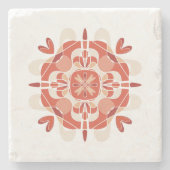 Abstrakter, hübscher Red Mandala White Background Steinuntersetzer (Vorderseite)