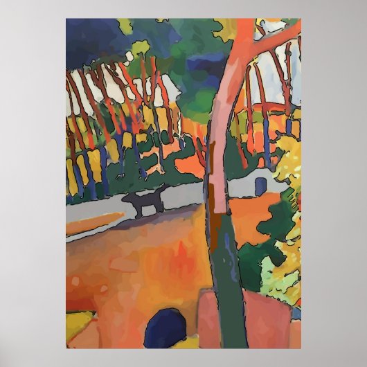 Abstrakter Hund auf Brücke Poster (Vorne)