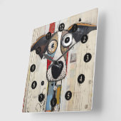 Abstrakter Hund Mit Augen Quadratische Wanduhr (Winkel)