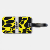 Abstrakter Hund Pawprint Gelber Individuelle Name Gepäckanhänger (Rückseite horizontal)