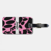 Abstrakter Hund Pawprint Rosa Individuelle Name Gepäckanhänger (Rückseite horizontal)