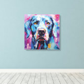 Abstrakter Hund Portraitwand Kunst Einzigartige Öl Leinwanddruck (Insitu (Holzboden))