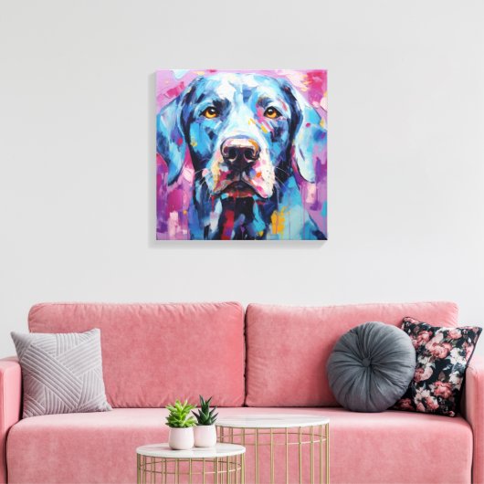 Abstrakter Hund Portraitwand Kunst Einzigartige Öl Leinwanddruck (Insitu (Wohnzimmer))
