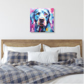 Abstrakter Hund Portraitwand Kunst Einzigartige Öl Leinwanddruck (Insitu (Schlafzimmer))