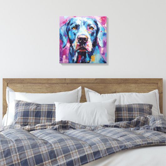 Abstrakter Hund Portraitwand Kunst Einzigartige Öl Leinwanddruck (Insitu (Schlafzimmer))