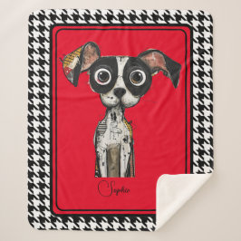 Abstrakter Hund Schwarzes Hahnentrittmuster Sherpadecke